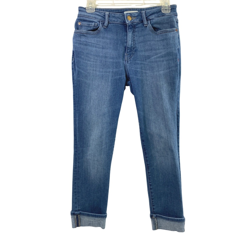 Warp Weft JFK NY City Skinny Jeans Women Size 27 Medium Wash Denim Cuffs Stretch